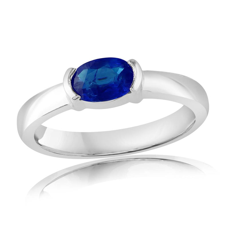 Davis Classics 14k White Gold East-West Blue Sapphire Stackable Ring