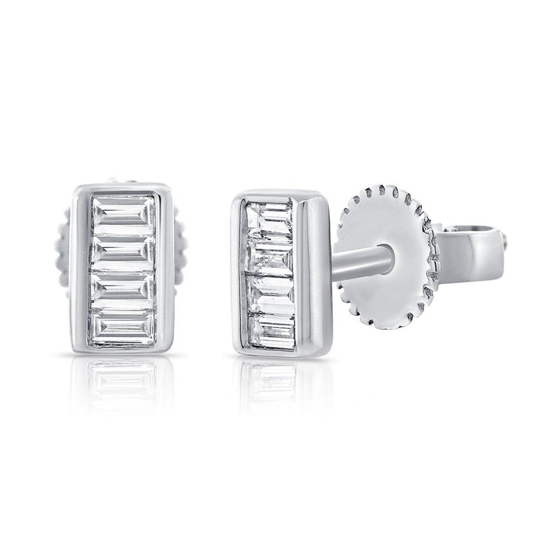 Davis Classics 14k White Gold Diamond Bar Stud Earrings