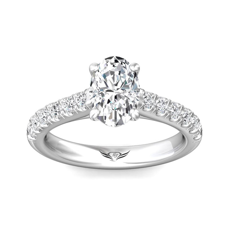 Martin Flyer Sidestone Diamond Engagement Ring Setting in 14k White Gold