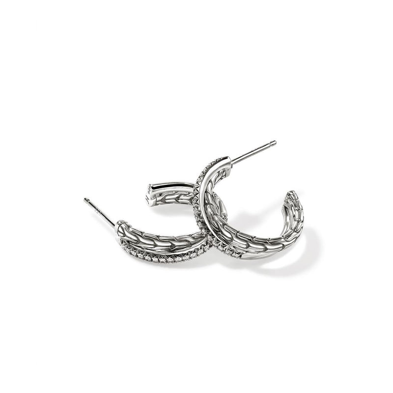 John Hardy Sterling Silver Essential Pavé Diamond Crossover Earring