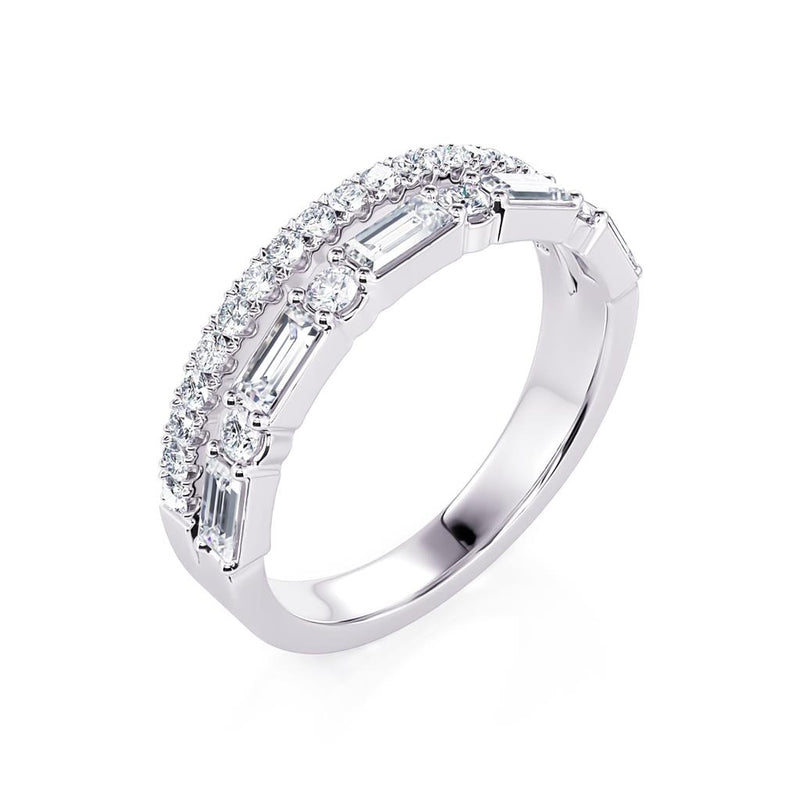 Davis Classics Women's 14k White Gold Double Row Diamond Band