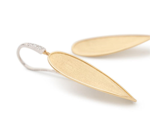 Marco Bicego 18k Yellow and White Gold Diamond Twist Petal Dangle Earrings