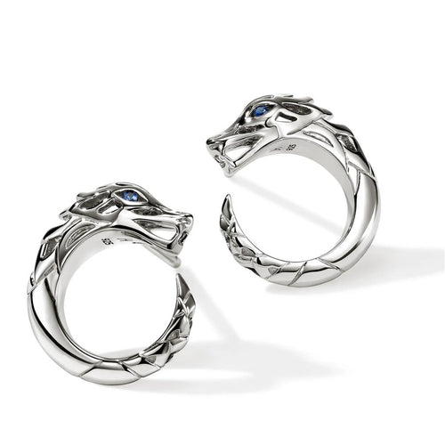 John Hardy Sterling Silver Naga Sapphire Stud Earrings
