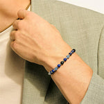 John Hardy Sterling Silver Kyanite, Lapis Lazuli, Black Onyx, Blue Tiger Eye, and Sodalite Beaded Bracelet