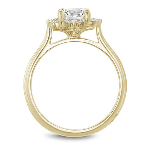 Noam Carver 14k Yellow Gold Floral Halo Engagement Ring Setting with Milgrain Trim