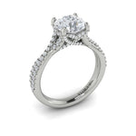 Vlora 14k White Gold Cathedral Design Semi-Mount with Crossover Baguette and Round Brilliant Diamonds