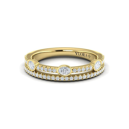 Vlora Women's 14k Yellow Gold Stackable Open Double Row Station Style Diamond Band