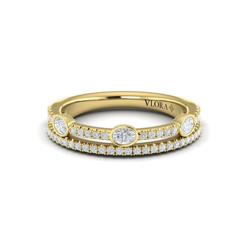 Vlora Women's 14k Yellow Gold Stackable Open Double Row Station Style Diamond Band