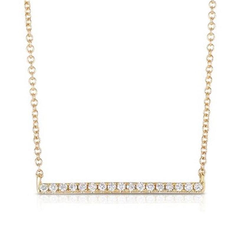 Davis Classics 14k Yellow Gold Diamond Bar Pendant Necklace