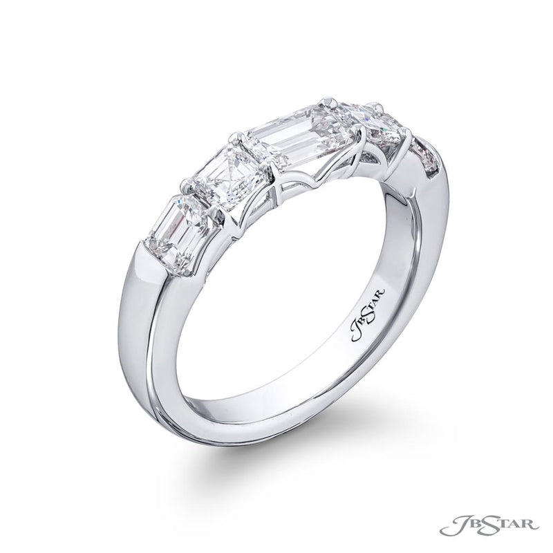 JB Star Women’s Platinum Emerald Cut Diamond Band