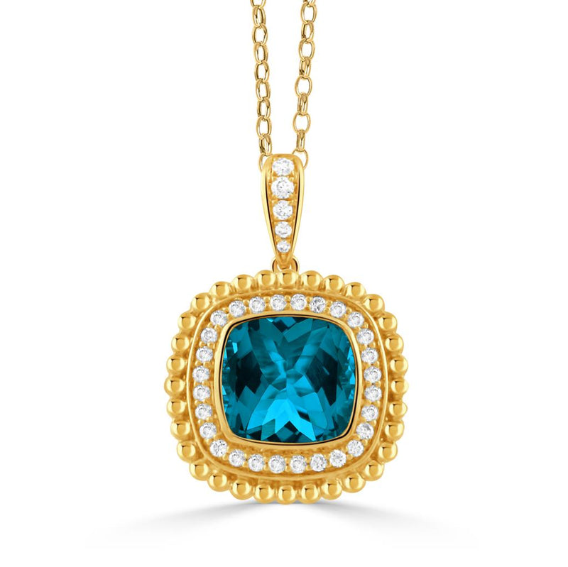 Doves 18k Yellow Gold Justinian Collection Double Halo Gemstone Pendant