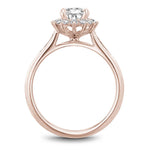 Noam Carver 14k Rose Gold Oval Floral Halo Engagement Ring Setting