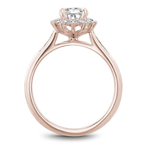 Noam Carver 14k Rose Gold Oval Floral Halo Engagement Ring Setting