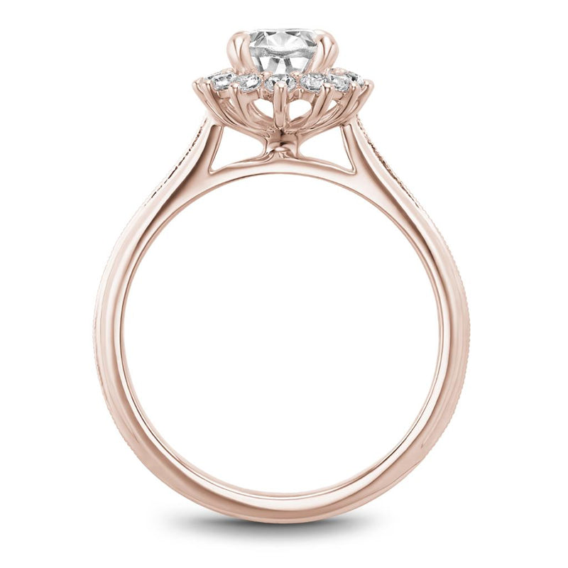 Noam Carver 14k Rose Gold Oval Floral Halo Engagement Ring Setting