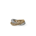 John Hardy 14k Yellow Gold and Sterling Silver Kami Chain Crossover Ring