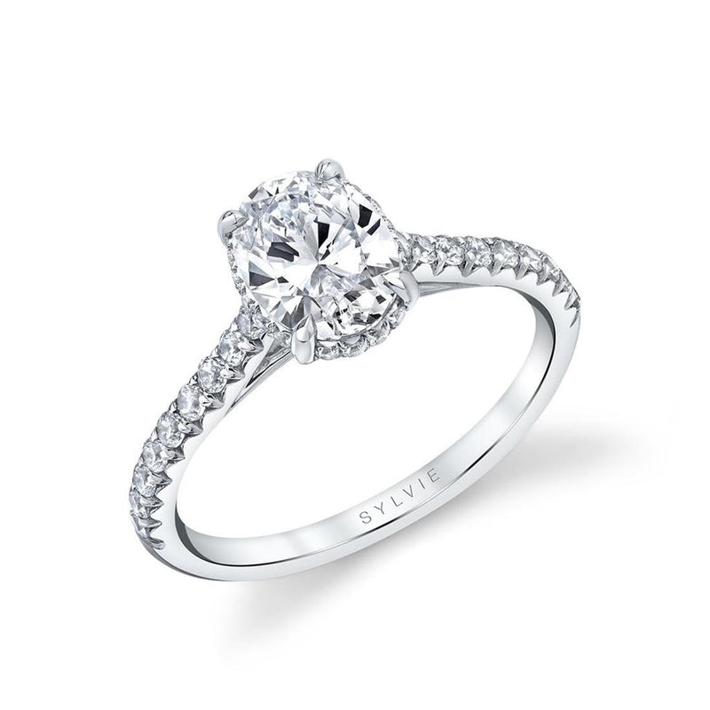 Sylvie 14k White Gold Semi Mount with Hidden Halo