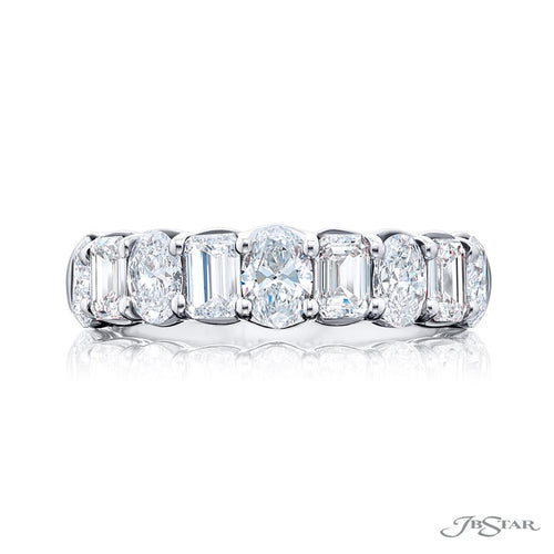 JB Star Women’s Platinum Oval and Emerald Cut Diamond Band