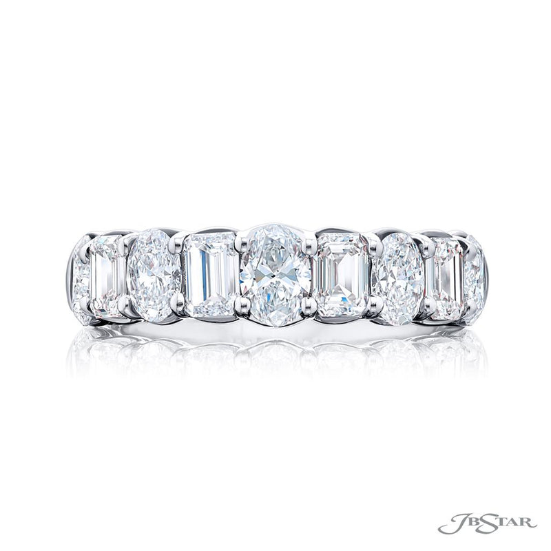 JB Star Women’s Platinum Oval and Emerald Cut Diamond Band
