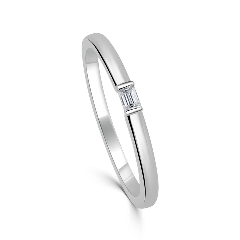 Davis Classics 14k White Gold Stackable Emerald-Cut Diamond Ring