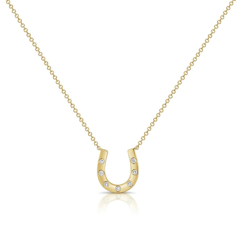 Davis Classics 14k Yellow Gold Diamond Horseshoe Pendant Necklace