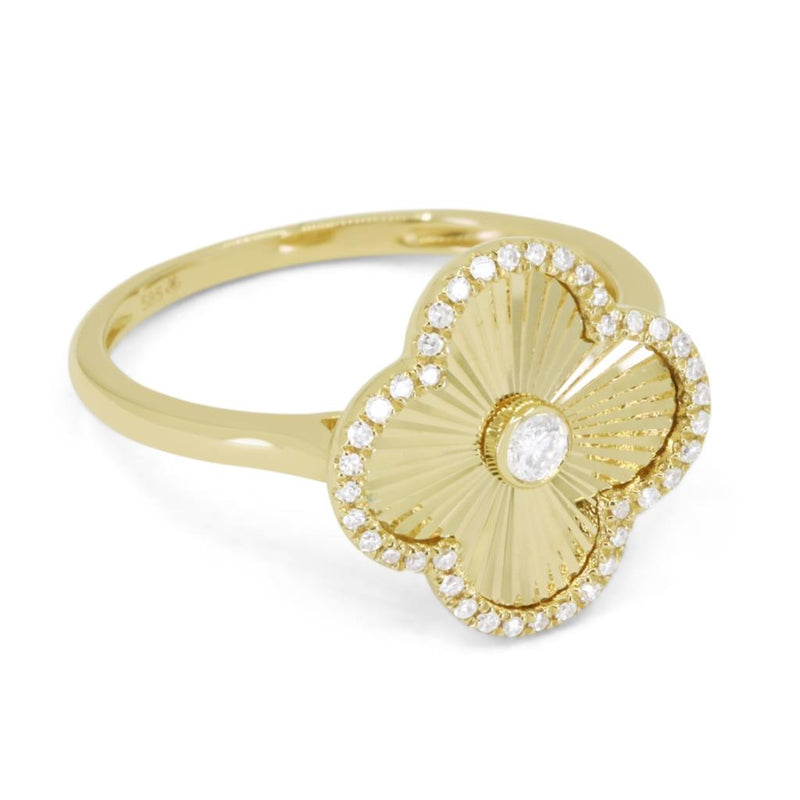 Madison L 14k Yellow Gold Starburst Inspired Clover Design Diamond Fashion Ring