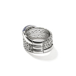 John Hardy Sterling Silver Essential Pavé Blue Sapphire Crossover Ring