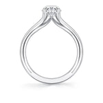 Sylvie 14k White Gold Shell Tapered Solitaire Engagement Ring Setting
