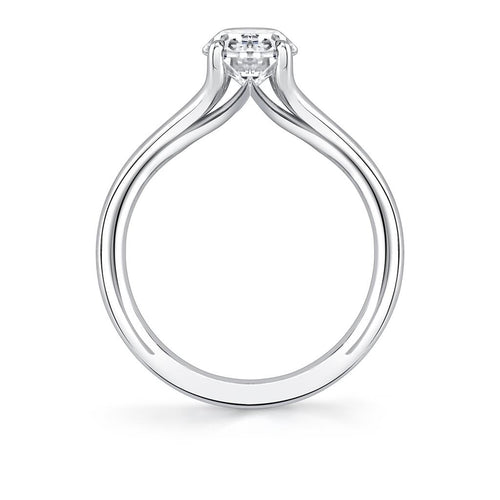 Sylvie 14k White Gold Shell Tapered Solitaire Engagement Ring Setting