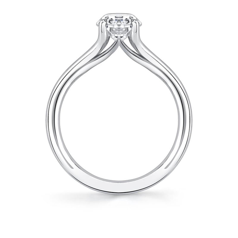 Sylvie 14k White Gold Shell Tapered Solitaire Engagement Ring Setting