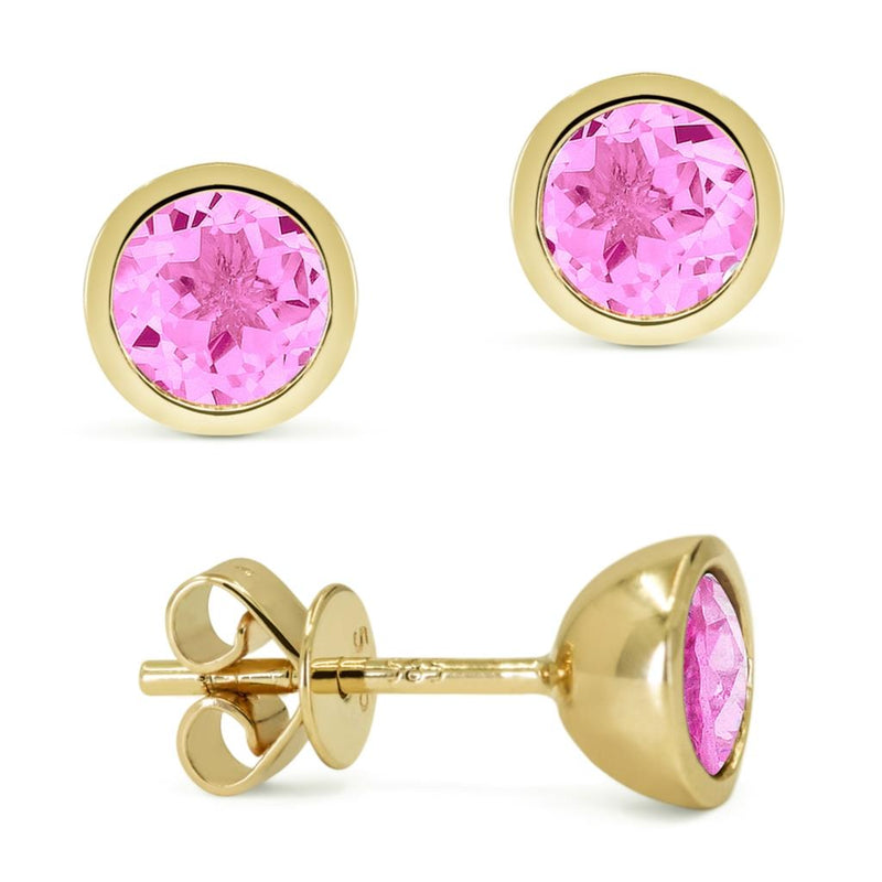 Madison L 14k Yellow Gold Laboratory-Created Pink Sapphire Stud Earrings