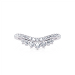 Davis Classics Women's 14k White Gold Crown Design Contour Diamond Wedding Band