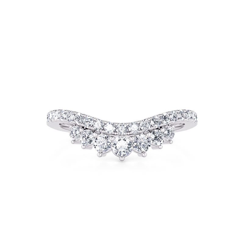 Davis Classics Women's 14k White Gold Crown Design Contour Diamond Wedding Band