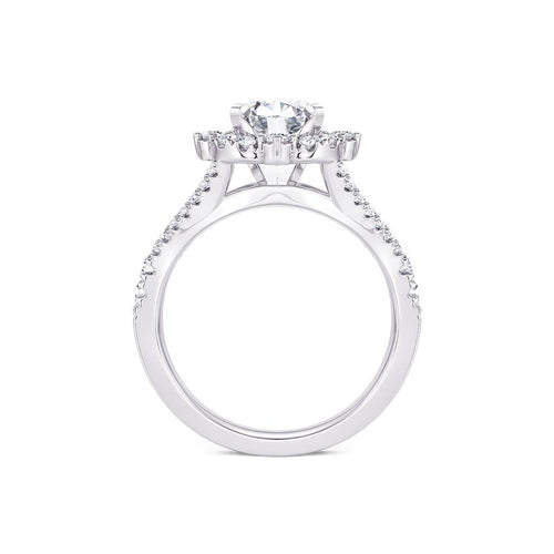 Davis Classics 14k White Gold Shadow Halo Floral Design Semi-Mount
