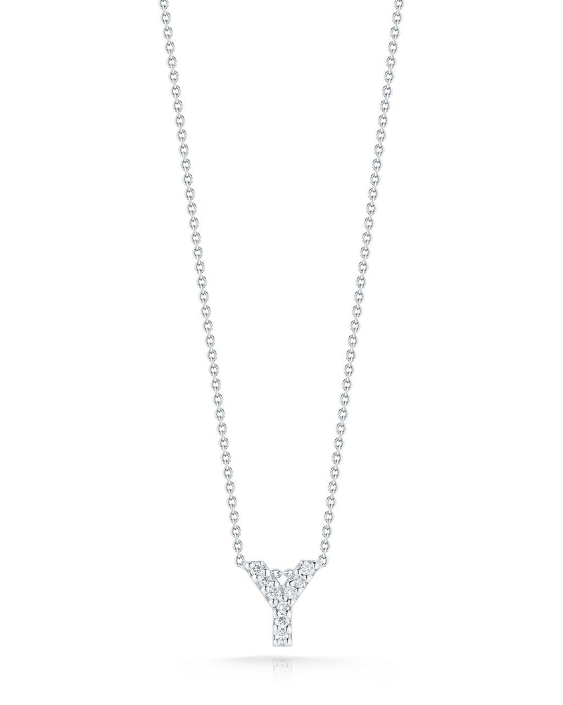 Roberto Coin 18k White Gold Tiny Treasures Collection Love Letter 'Y' Initial Diamond Pendant