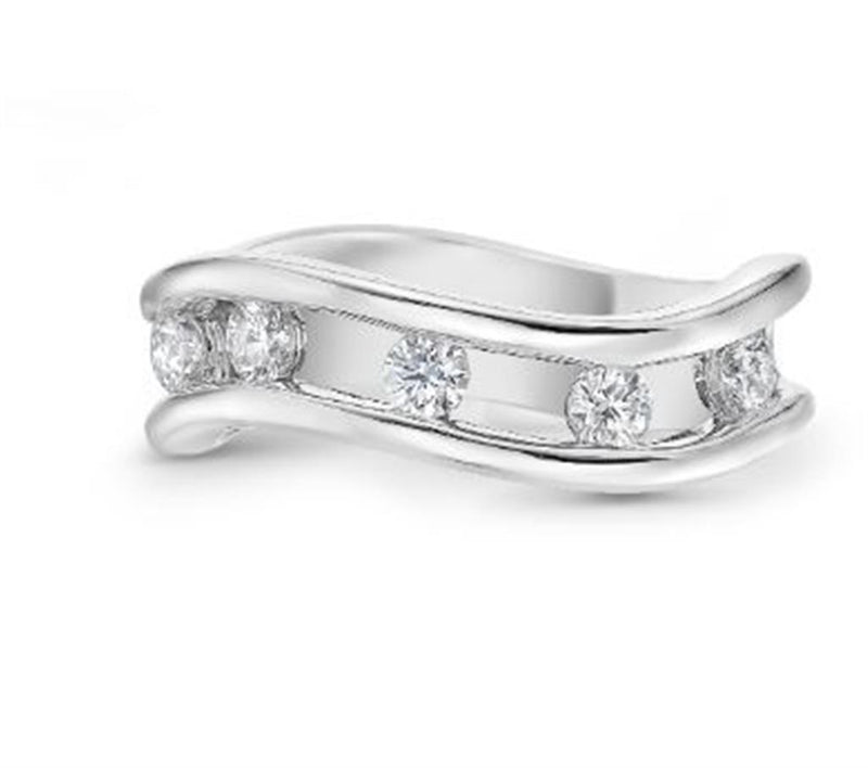 Charles Krypell 18k White Gold Contoured Floating Diamond Ring