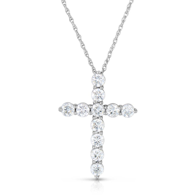 Davis Classics 14k White Gold Diamond Cross Pendant Necklace