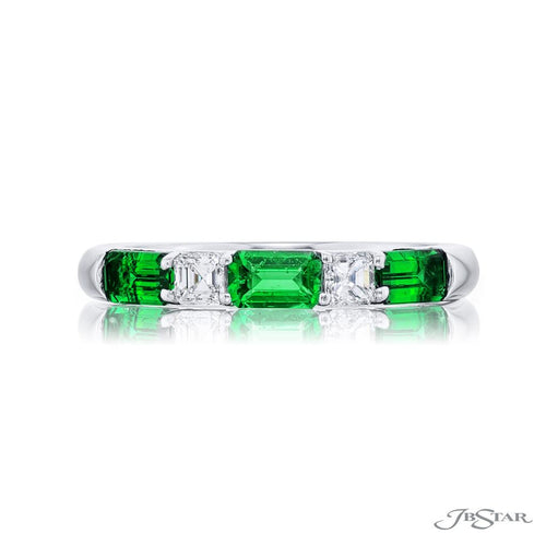 JB Star Women’s Platinum Emerald and Diamond Band