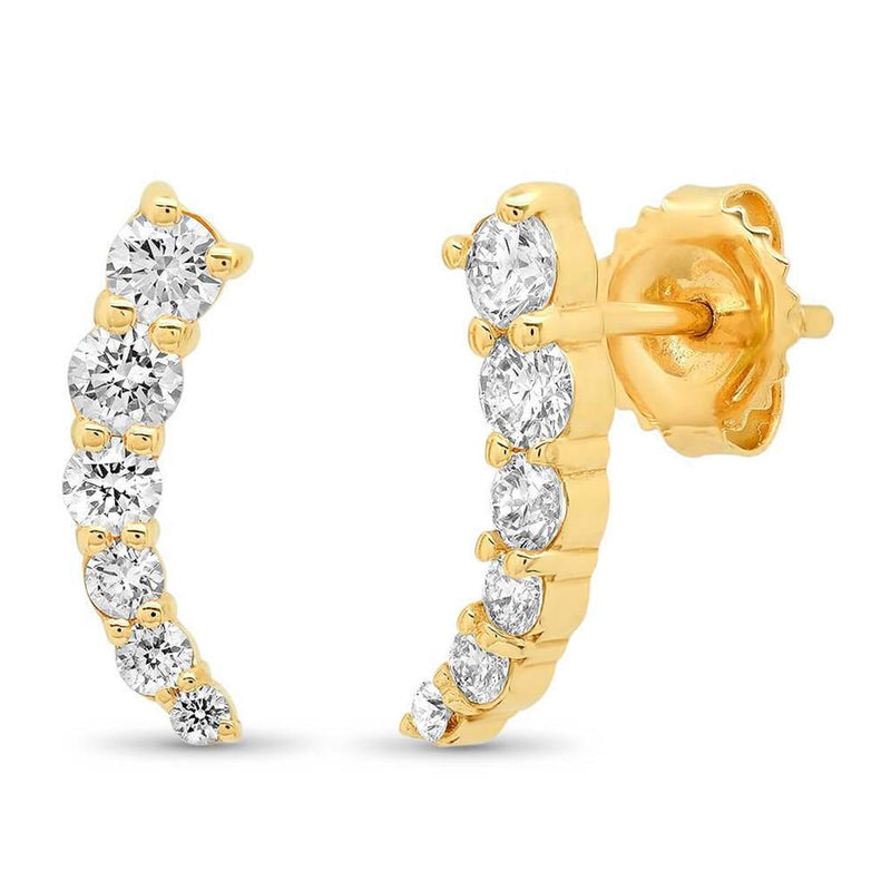 Davis Classics 14k Yellow Gold Diamond Ear Climbers