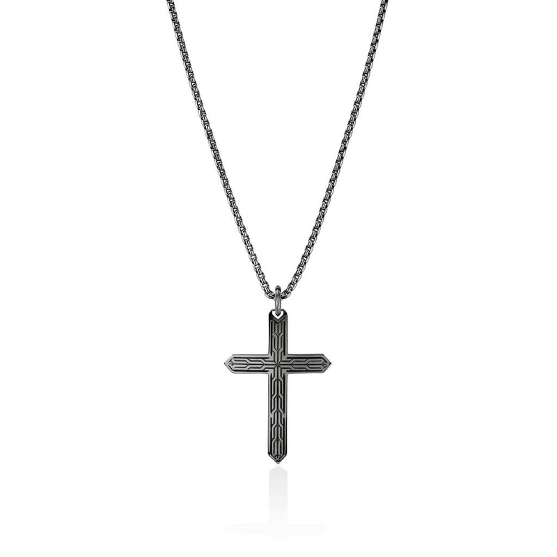 John Hardy Dark Sterling Silver Icon Cross Pendant Necklace