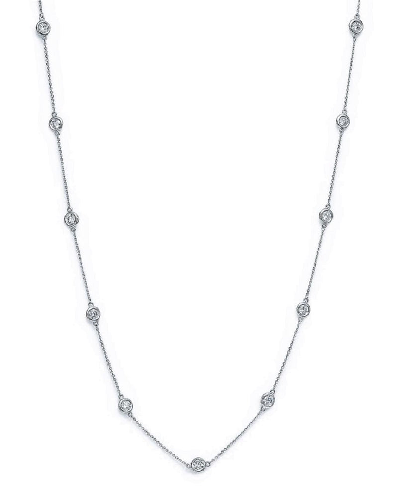 Davis Classics 14k White Gold Diamond by the Yard Station Necklace