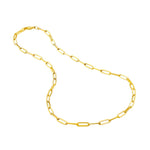 Davis Classics 14k Yellow Gold Long Link Paperclip Chain Necklace