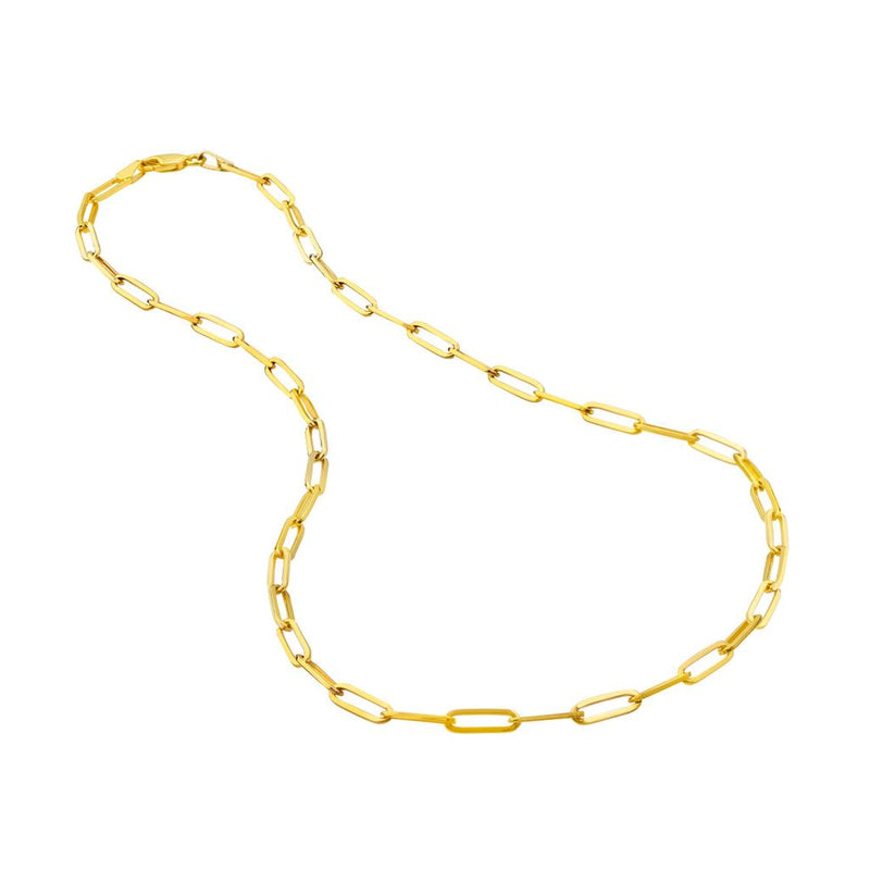 Davis Classics 14k Yellow Gold Long Link Paperclip Chain Necklace