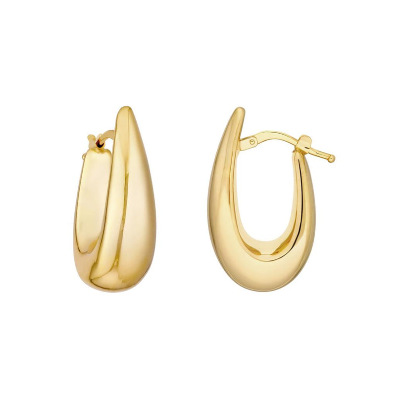 Davis Classics 14k Yellow Gold Graduated Oval Puff Hoop Earrings