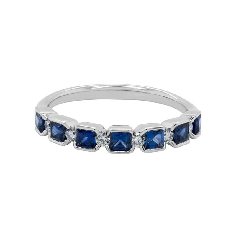 Davis Classics 14k White Gold Blue Sapphire and Diamond Band