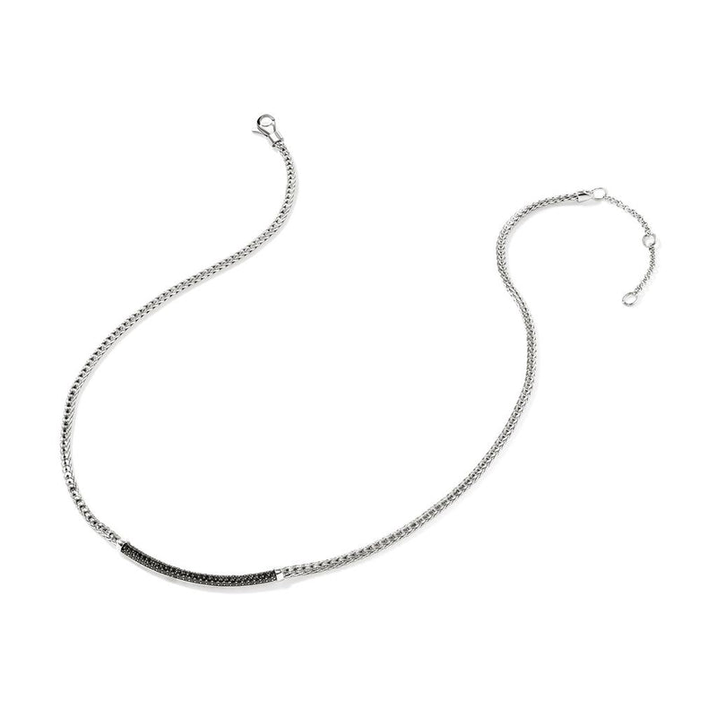 John Hardy Sterling Silver Essential Pavé Black Sapphire Necklace