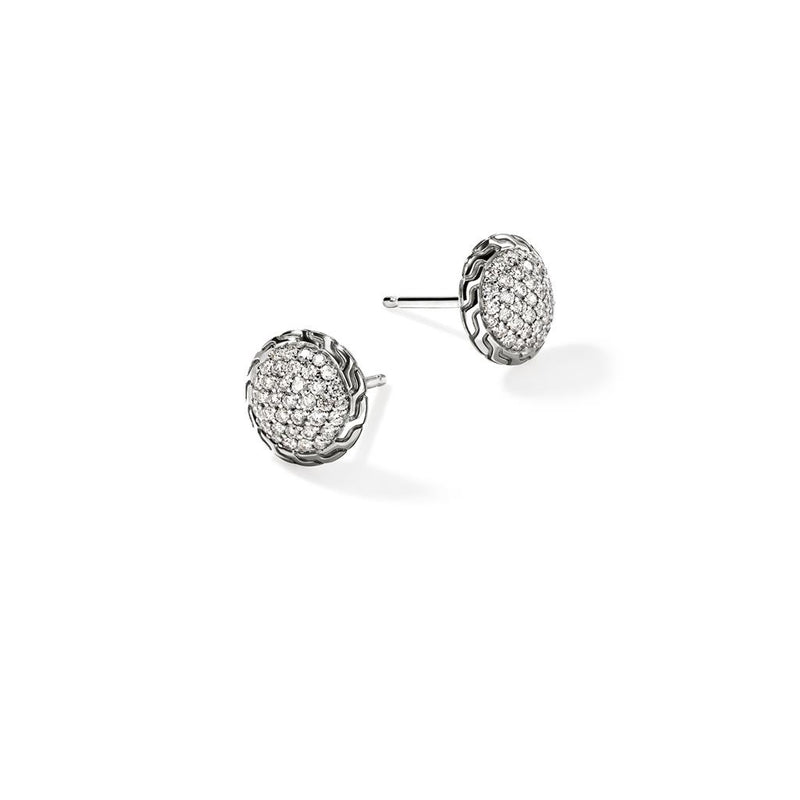 John Hardy Sterling Silver Essential Pavé Diamond Stud Earrings