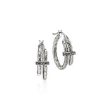 John Hardy Sterling Silver Black Sapphire Spear Hoop Earrings