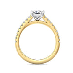 Martin Flyer Radiant Diamond Cathedral Engagement Ring Setting in 14K Yellow Gold