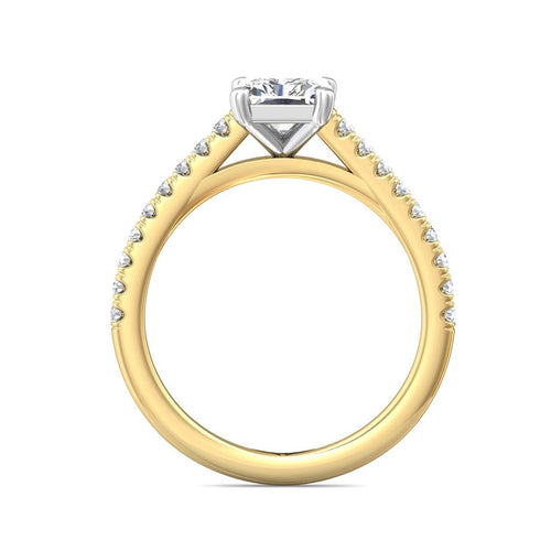 Martin Flyer Radiant Diamond Cathedral Engagement Ring Setting in 14K Yellow Gold