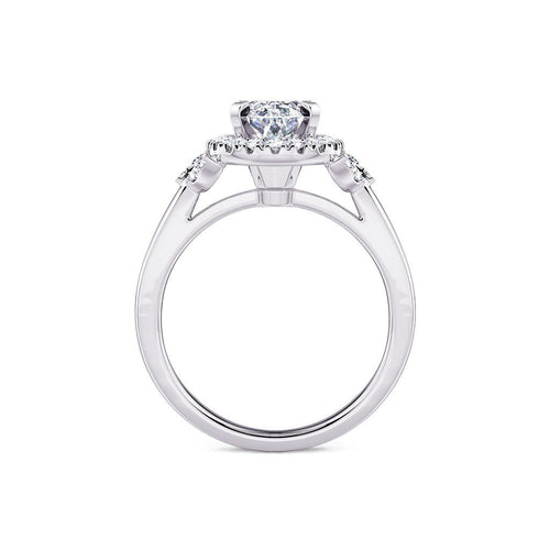 Davis Classics 14k White Gold Oval Shadow Halo Design Semi-Mount